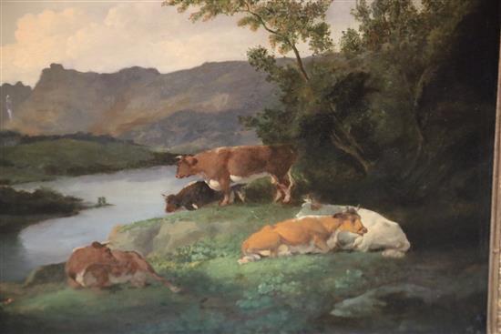 Julius Caesar Ibbetson (1759-1817) Cattle in a mountain landscape 16.25 x 20.75in.